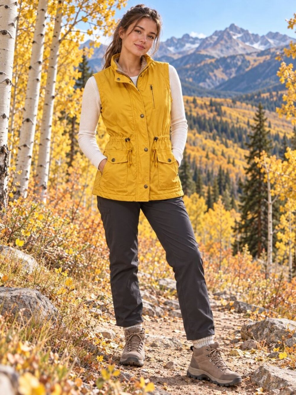 Gorpcore Love Tree Mustard Yellow Fleece Lined Utility Vest | Small